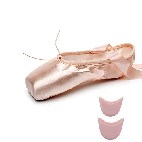 Ballet Shoes for Women Ballerina Pointe Flats for Girls with Toe Pad Pink 6 M Women