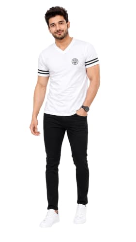 Image of Geum Men's Solid Half Sleeve V-Neck T-Shirt | Soft & Breathable Fabric | Regular Fit | Casual Everyday T-Shirt