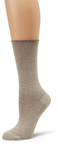 HUE Women's 3 Pair Pack Jean Crew Socks, Oatmeal Heather, One Size