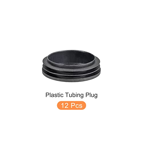 Image of METALLIXITY Round Post End Caps (2.48 inchx0.67 inch) 12pcs, Plastic Tubing End Cap Plug - for Decoration Furniture, Handrail Stair, Black