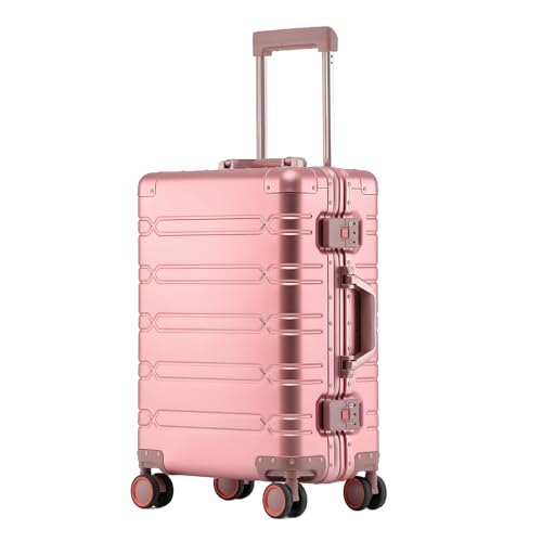 Gets Mala de mão de alumínio aprovada por companhias aéreas, mala rígida leve de 50 cm com rodas giratórias, trava TSA, mala sem zíper para viagens de negócios, Ouro rosa, 20 Inch