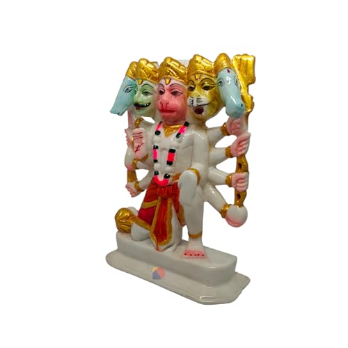 Image of Hanuman murti - Hanuman Idol for Home Decor & Office - Panchmukhi Hanuman - (22 cm) (White)