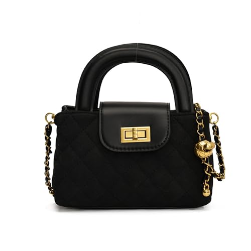 Petit sac à main femme carré matelassé avec poignée chaîne chic