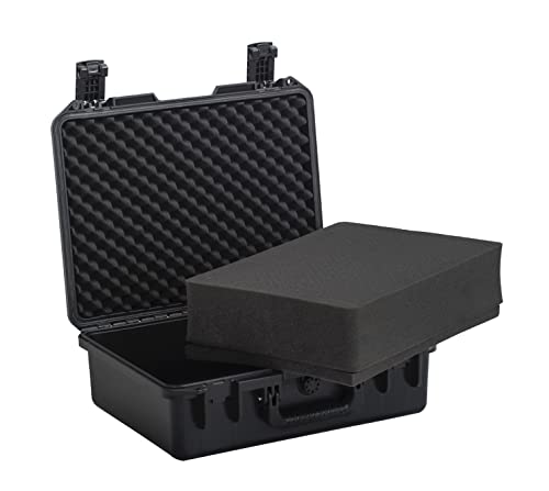 Meijia Premium Waterproof Hard Compact Camera Case With Customizable Fit Foam,Full Protection With Light&Convenient Design,19.3"X15.25"X7.3",Elegant Black #TOP1