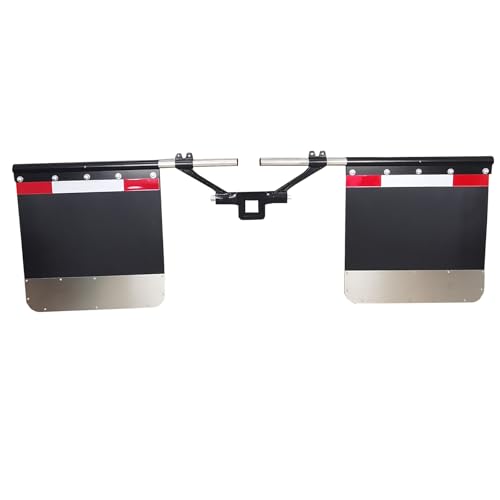 Adjustable Hitch Mounted Mud Flaps for 2 Receiver Hitch 78.5-96.6 Width Tow Guard System Heavy Duty Polymer Mud Flaps with Weights & Heat Shield for Pickup Truck RV Trailer Towing