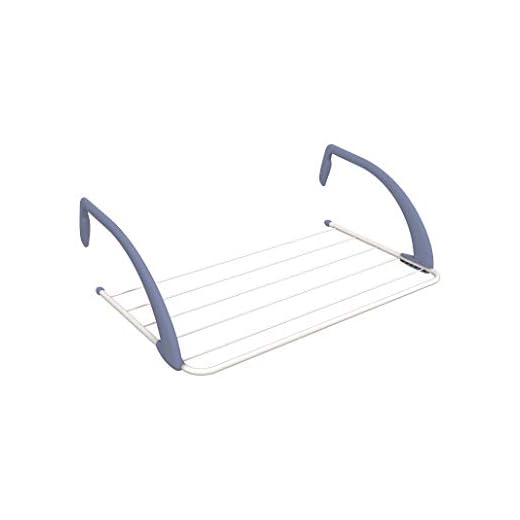 Gimi Airy Tendedero de radiador de Acero y Resina, 3 m de Longitud de tendido, blanco, metal, interior