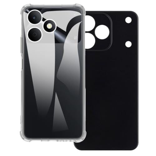 UOGNADGD 2�� TPU�P�[�X OPPO Realme Note 80 4G �Ƃ̌݊������� �X�}�z�J�o�[ - �ϏՌ��t���L�V�u���ی�A�N�Z�T���[ �����J�b�g���H (�N���A+�u���b�N)