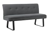 DUBI Möbel Emilia Sitzbank 160 cm mit Federkernpolsterung – Moderne Esszimmerbank Cord Grau – Gepolsterte Küchenbank mit 17 cm Polsterung & Metallbeinen Schwarz