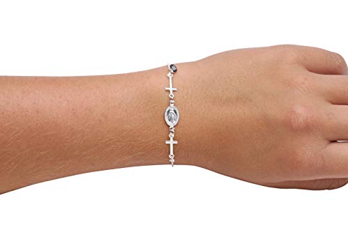 Cherished Moments Sterling Silver First Communion Miraculous Medal and Cross Bolo Bracelet Gift for Girls, Adjustable 6-8 inch2