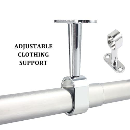 2 Stk Schrankstange Oval Kleiderstange | 17x31mm Stahl verchromt | Seitenwand-Schrankrohrlager Wand-Montage & Mittelträger für Decken-Montage | Kleiderschrank Stange Ausziehbar