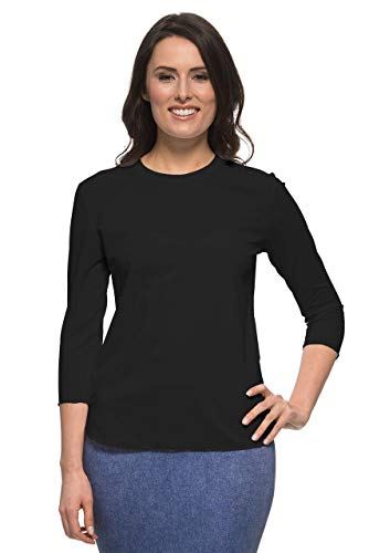 Undercover Waterwear Women’s Basic Swim Tee Athletic Swim Top- UV Protection Cover Up- (3/4 Length Sleeves)- Plus