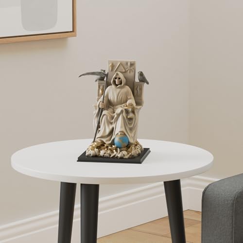 Estatua Santa Muerte Blanca Sentada 12 Pulgadas miniatura 2
