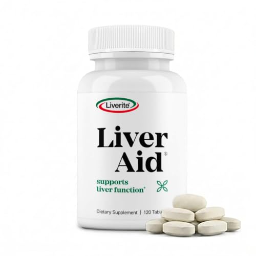 LIVERITE Liver Aid 120 Tablets Liver Support Supplement with Amino Acids Choline & Vitamin B12 Supports Healthy Liver Function Energy & Metabolism