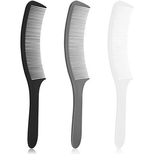 3-Piece Curved Barber Clipper Comb Set in Black, White, Grey: Perfect for Professional Haircuts and Styling, Ergonomic Flat Top Design