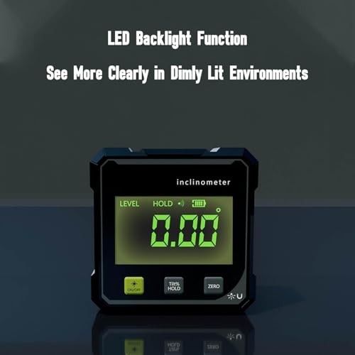 4-Seitiger Magnetischer Digitaler Winkelmesser,Laser Wasserwaage Digitale Wasserwaage mit LED-Anzeige,Magnetischer Winkelmesser Digital,Präzision Inklinometer für Holzarbeiten,Bau Digital Level Box