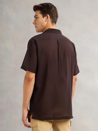 Image of Thomas Scott Men Premium Oversize Fit Casual Shirt | Short Sleeves | Camp Collar | Thai Crepe Polyester Fabric