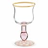 Mackenzie childs stemmed wine glass decorative wine glassware 16 ounces pink and white rosy check  urban country home decor