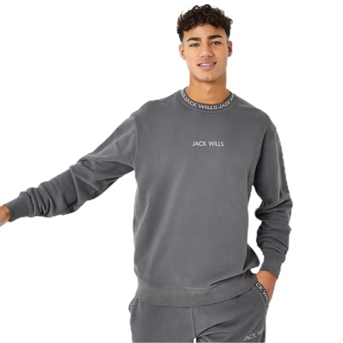 Image of Jack Wills Men Jacquard Crew Sweatshirt Slate Large
