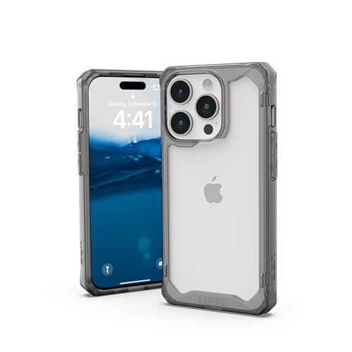URBAN ARMOR GEAR Plyo Hülle kompatibel mit Apple iPhone 15 Pro [Wireless Charging kompatibles Cover, Sturzfeste Air-Soft Ecken, Erhöhter Rand] ash (grau transparent)