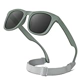 RIVBOS Baby Sunglasses Boys&Girls with Strap UV400 Polarized Flexible for Toddler,Infant and Newborn(0-24month) Light Green&Grey Lens RBK0231