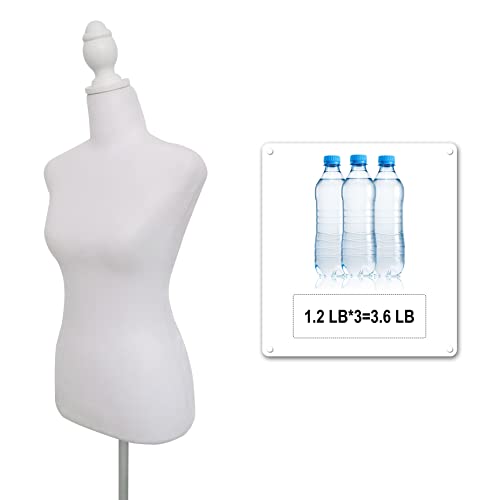 Female Dress Form Mannequin Torso Body with Adjustable Tripod Stand Dress Jewelry Display (White) - Thumbnail 5