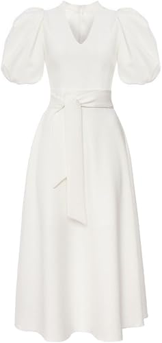 Swing Fashion Icon_biala Vestido de cóctel, Blanco, 36 para Mujer