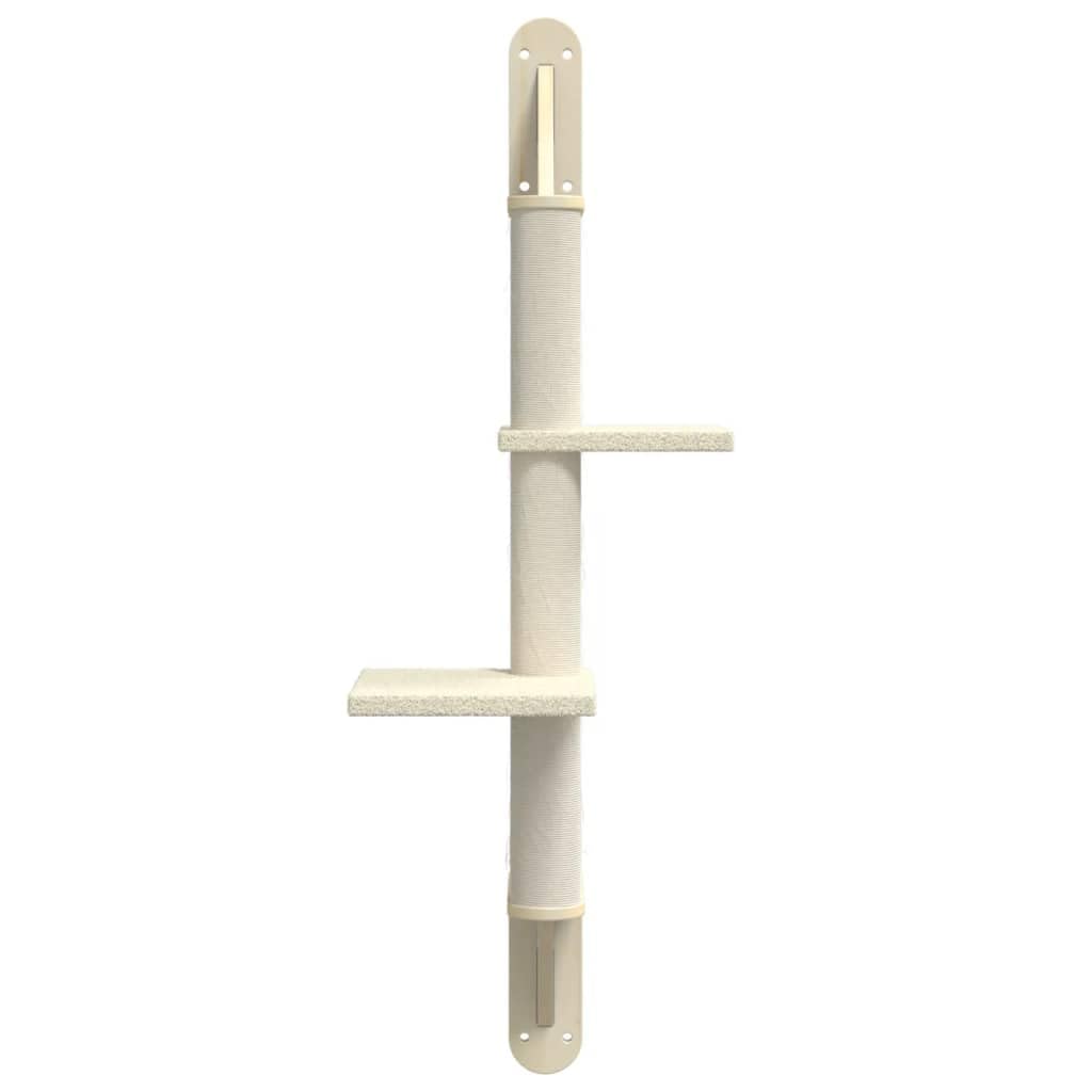 Kratzbaum Kletterbaum Katzenbaum mit Sisal Kratzmöbel Wandmontage Creme 108 cm mit Liegefläche Plattform Höhle Hängematte für Spielen Klettern Kratzen Schlafen und Ruhen