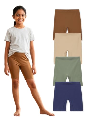 Image of mackly Girls Inner Shorts (Pack of 4) | 2-in-1 Seamless Panty Shorts with Gusset | Soft Breathable Base Layer for Dresses, Skirts