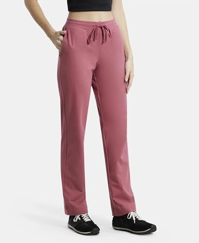 Image of Jockey 1302 Women's Super Combed Cotton Elastane Stretch Relaxed Fit Trackpants with Side Pockets