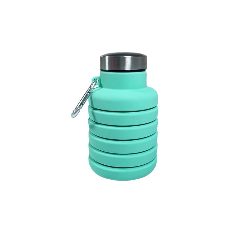 Borraccia portatile da viaggio, essenziale, pieghevole, sportiva, creativa, per ciclismo, corsa, sport all'aria aperta, 500 ml (verde menta