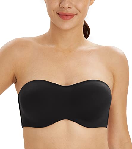 Lemorosy Sujetador sin Tirantes sin Relleno Bandeau Tallas Grandes para Mujer 110F, Negro