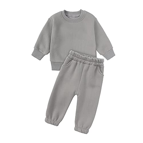 Image of MYGBCPJS Youth 2PCS Jogger Outfits Set Fleece Hooded + Sweatpants Boys Girls Athletic Sweatsuits Pullover Clothes