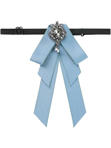 Image of Women's Ribbon Brooch Necktie Rhinestone Bow Ties for Elegant Chic