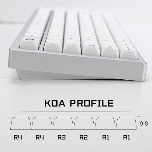 Image of KBDiy Minimal White KOA Profile Keycaps Set,135 Keys Dye-Sublimation Vintage Minimalist Art Keycaps for Cherry Gateron MX Switches Gaming Mechanical Keyboards