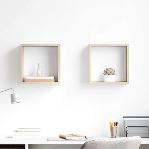 Étagère cube murale en bois d'ingénierie robuste lot de 2 cubes