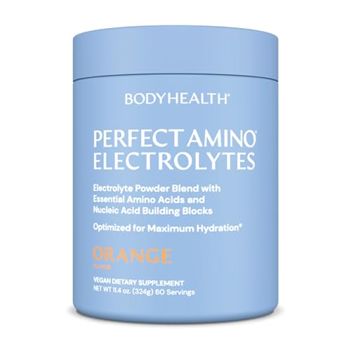 Image of BodyHealth PerfectAmino Electrolytes Powder No Sugar, Keto Sugar Free Fasting Electrolytes Drink Mix, Hydration Powder with Trace Minerals - Orange - 60 Servings