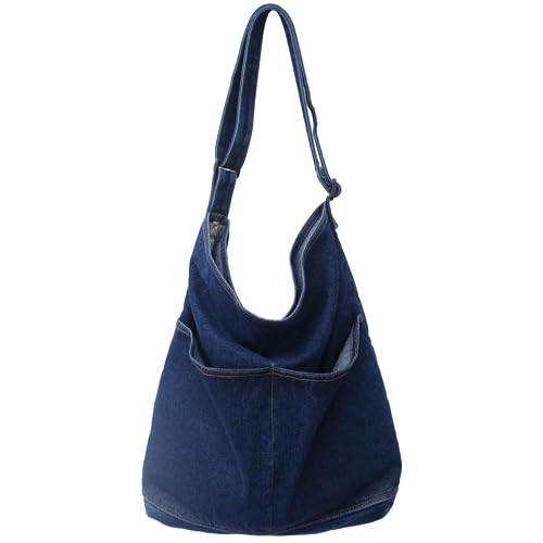 Image of Leaper Women's Hobo Handbags Denim Shoulder Bag Lightweight Retro Travel Crossbody Handbag for Women