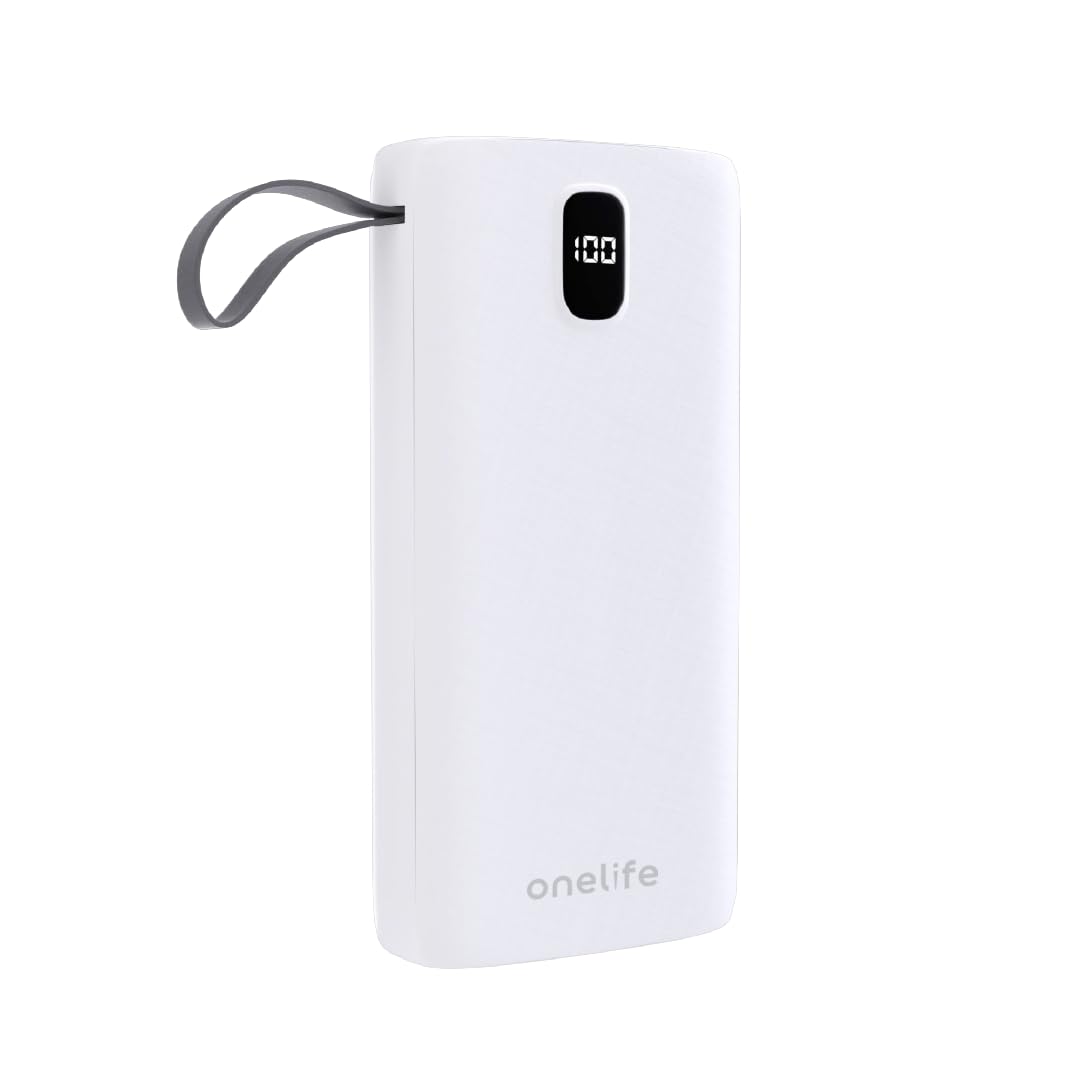 One Life Dual Port Ultra Slim 12W Fast Charging Power Bank with Massive 20000 mAh Capacity & LED Indicator for iPhone Android Mobiles & Tablets (White)-image-10