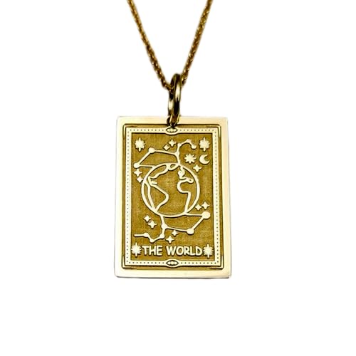 Pendentif tarot Le Monde en argent doré pour illuminer vos tenues d'été