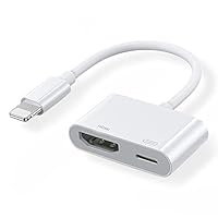 HDMI-Adapter für iPhone 1080P HDTV-Adapter Digitaler AV-Adapter HDMI-Kabel Sync-Bildschirmanschluss-Konvertierung Kompatibel mit iPhone 11/12/12 Pro/XS/XR/X/8/7/8P Stromversorgung Erforderlich-Weiß
