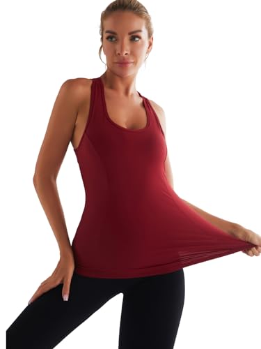 Image of RUNNING GIRL Tank Tops with Built in Bras,Workout Racerback Tank Tops for Women Athletic Yoga Top