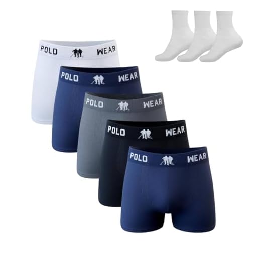 Polo Wear, Kit 5 Cueca Boxer Polo Wear Microfibra Sortido + 3 Meias M15 Tamanho:G;Cor:Sortido