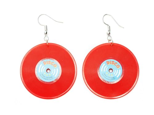 Boucles d'oreilles LP Vinyle DJ Miniblings - Disque Rouge 40 mm Fait Main
