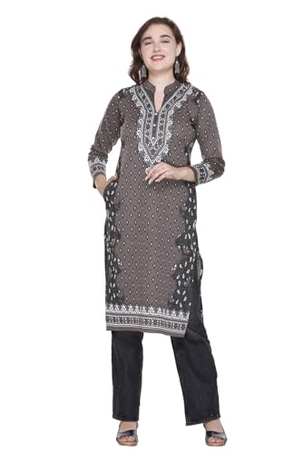 Image of Rosary Women's Winter Woolen Kurti Jacquard Straight Fit Ethnic Wear with 2 Side Pockets