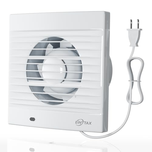 EINTTAX 4 Inch Wall Mount Bathroom Exhaust Fan, Plug in Wall Exhaust Fan, 12W 77 CFM Bathroom Window Fan with Backdraft Damper for Kitchen, Garage, Office, 34 dB, White