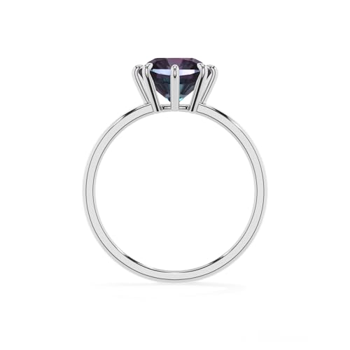 Lab Grown Alexandrite Cushion Solitaire Rings for Women in Silver/Gold, June Birthstone Jewelry Gifts for Her Birthday, Engagement, Anniversary, Wedding, Christmas, Mothers Day, Valentines4