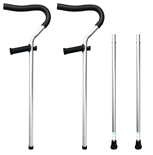 The Life Crutch - Universal Crutch| Ergonomic Handles | Articulating Tips | Supports up to 300 lbs | for Adults and Children with Heights 4'6" - 6'7" (Crutch Pads, Ergonomic Handles & Extra Tips)