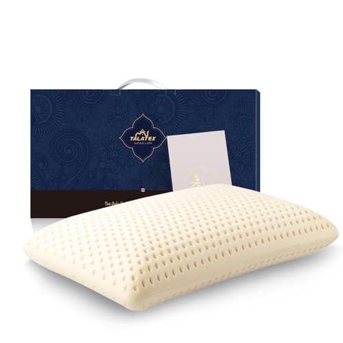 Talatex Oreiller en Latex Naturel 100% Pur, Aide à Soulager la Douleur et la Pression, Pas de Mousse à Mémoire de Forme, Oreiller en Latex Profond, Taille...