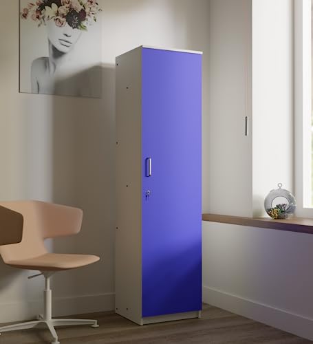 Image of COUCH CULTURE Adona Engineered Wood Wardrobe Almirah for Clothes with 1 Door | Storage Organizer | Storage Cabinet for Kitchen | Multipurpose Almirah for Bedroom, Living Room | 1 Year Warranty - Blue