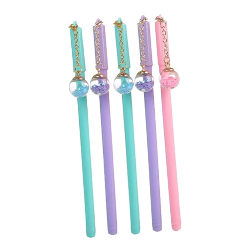 Set de 5 bolígrafos creativos de gel con colgante, diseños variados